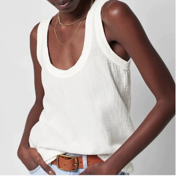 Faherty Tops - Faherty Dream Cotton Gauze Scoop Tank White Size XS NWOT
